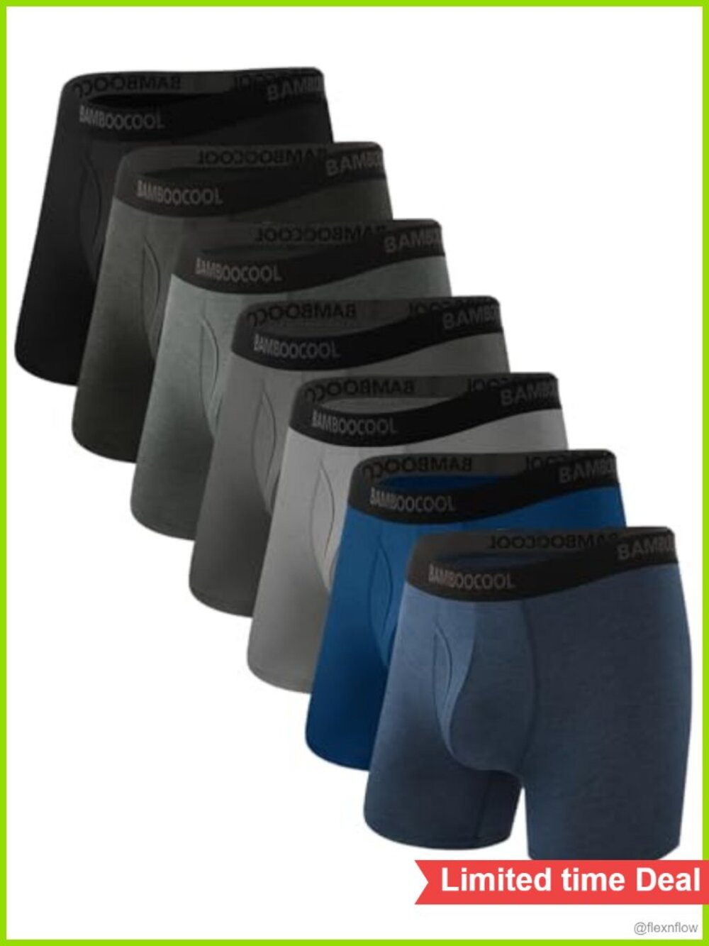 Men's Boxer Briefs Moisture Wicking Breathable Underwear with Fly 7-Pack